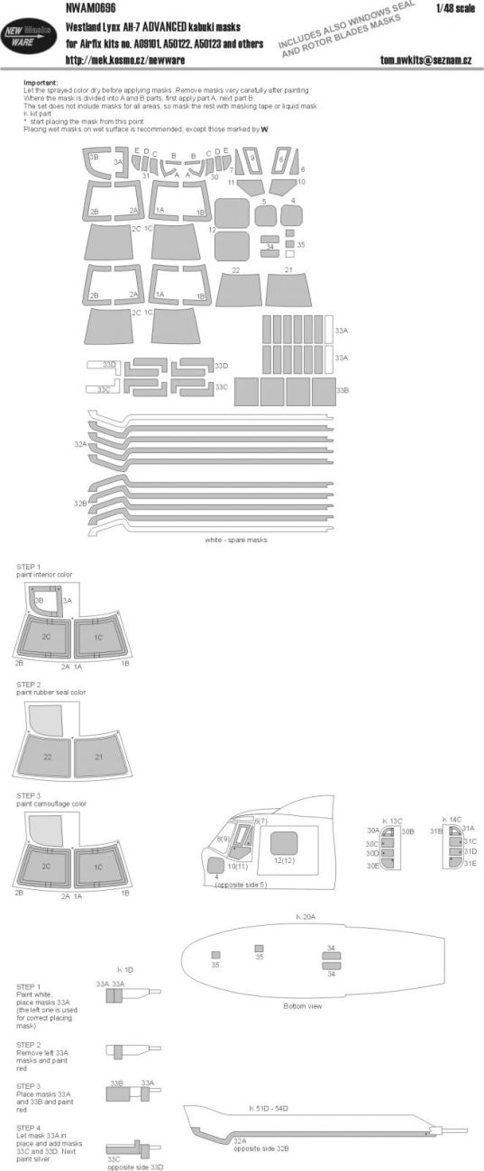 1:48 Westland Lynx AH-7 Advanced mask