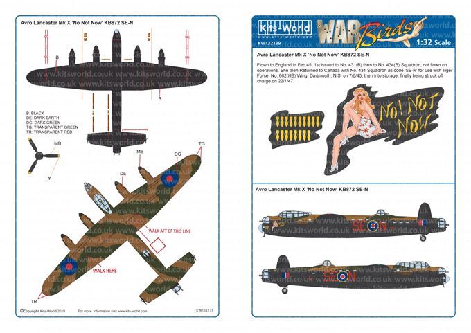 1:32 Avro Lancaster Bomber 'B' MkI - 431 Squadron 'No Not Know' KB872 SE-N.