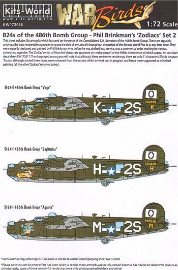 1:72 American Nose Art B24 Liberator - Zodiac Squadron Set