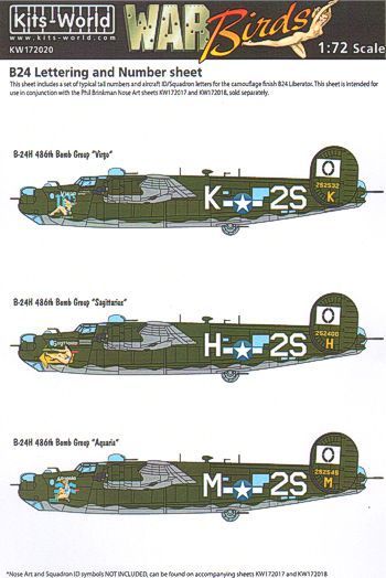 1:72 Consolidated B-24 Liberator Numbering and Lettering ID set