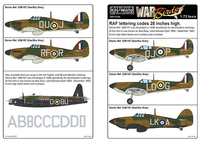 1:72 RAF lettering codes 28 inches high