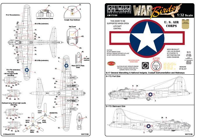 1:72 Boeing B-17F/B-17G Flying Fortress Red Outlined Stars & Bars