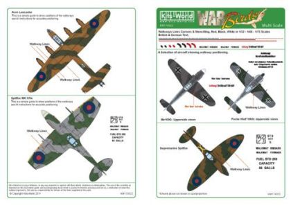 1:32,1:48,1:72 Walkways Lines Corners and Stencilling, Red, Black and White British and German Text