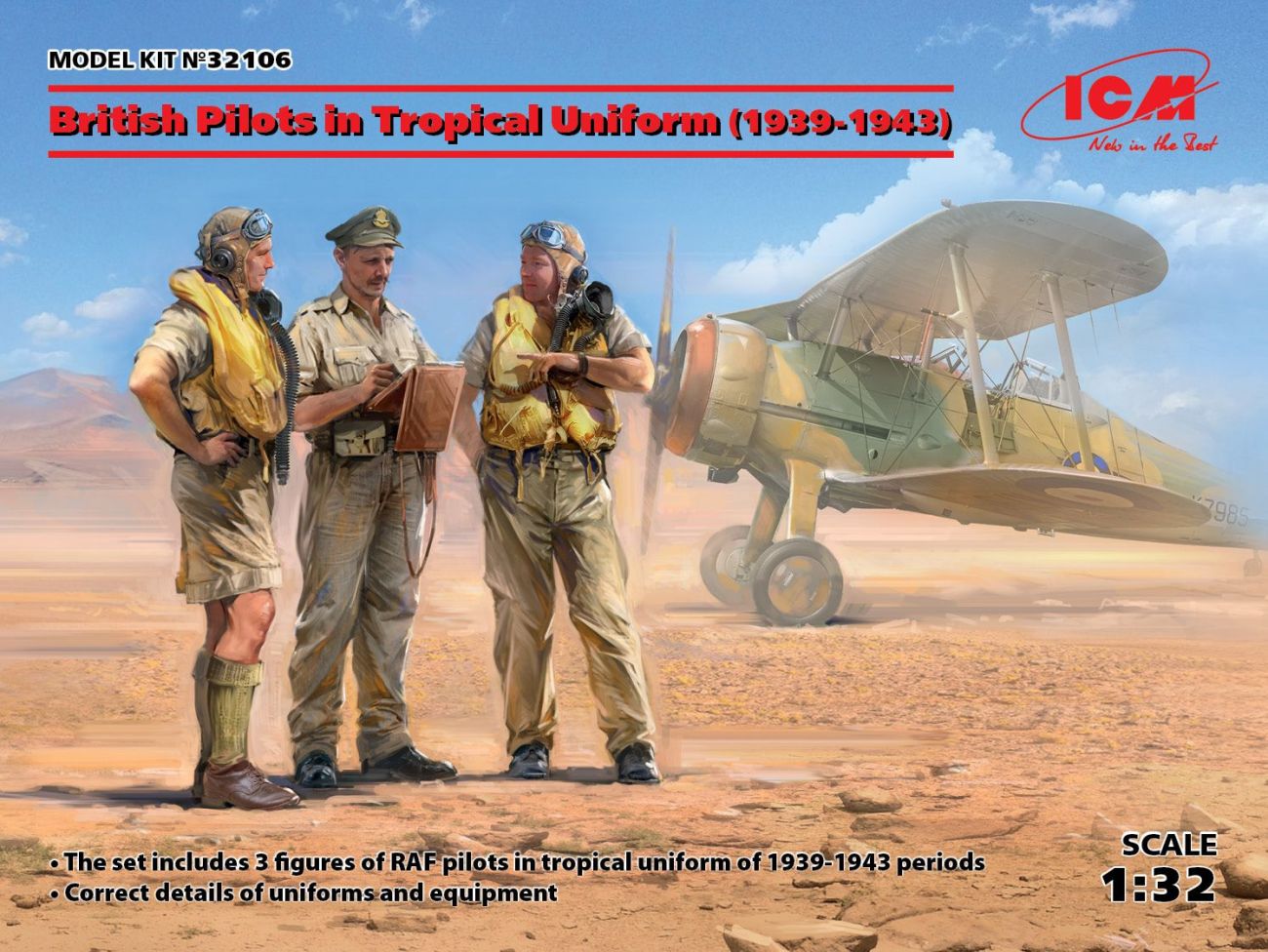 1:32 British Pilots in Tropical Uniform (1939-1943) (3 figures)