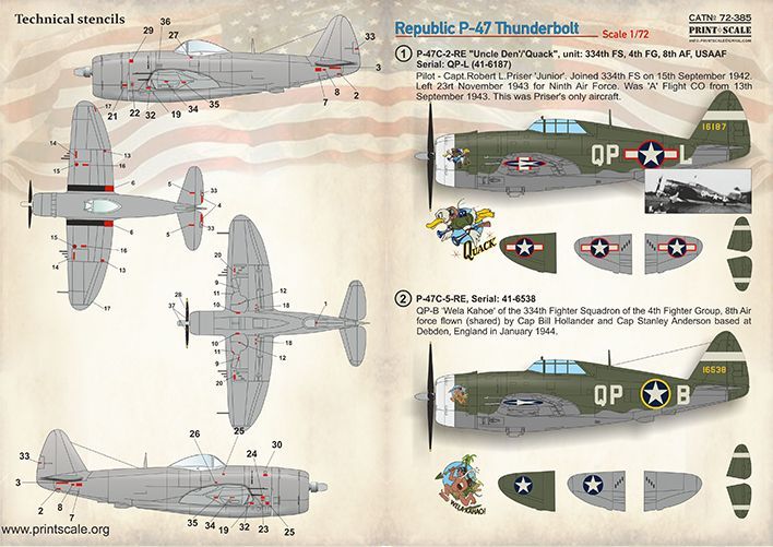 1:72 Republic P-47 Thunderbolt (wet decals)