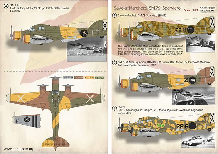 1:72 SM-79 Sparviero in Spanish Civil War (decals)