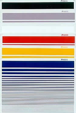 9 different widths of each colour