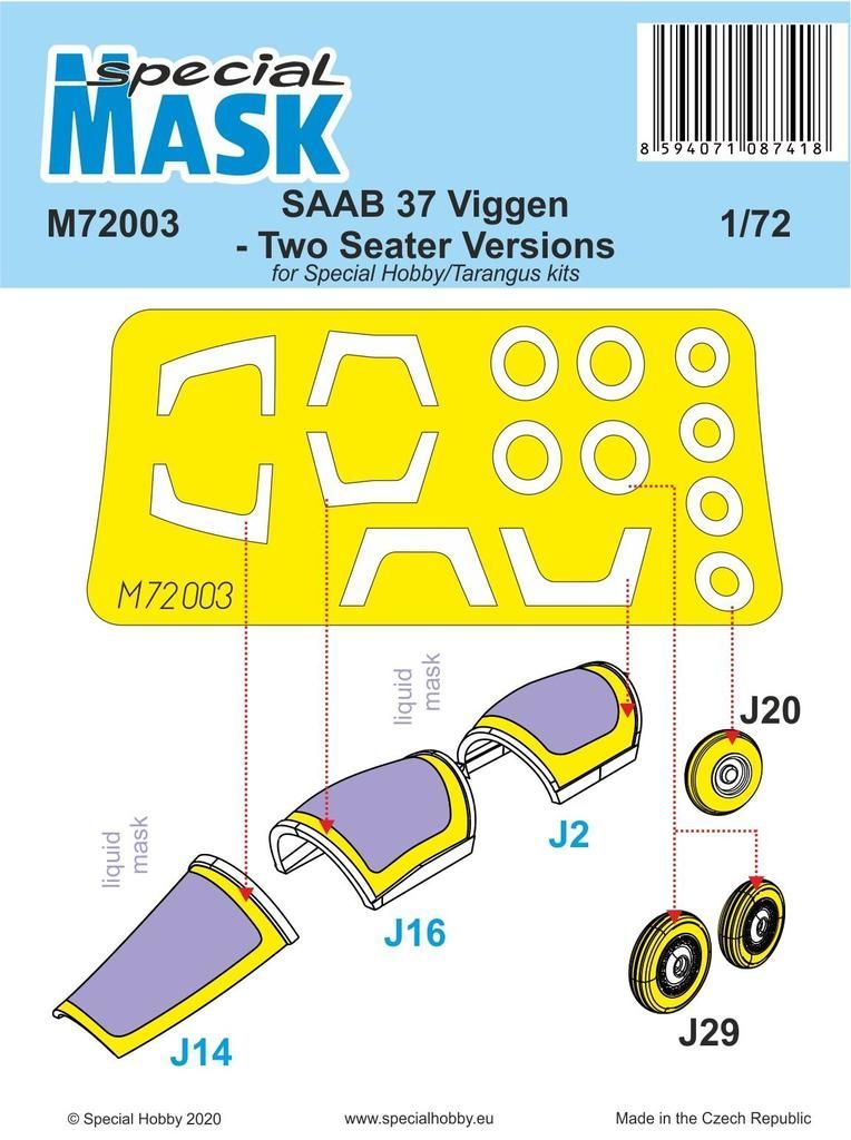 1:72 SAAB 37 Viggen Two Seater Mask