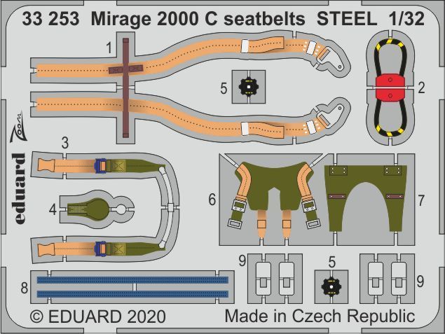 1:32 Dassault Mirage 2000C seatbelts STEEL