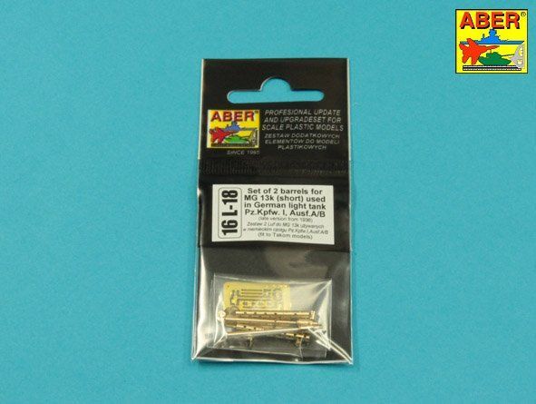 1:16 Set of 2 barrels for guns MG13k (short) used in German light tank Pz.Kpfw. I, Ausf.A/B