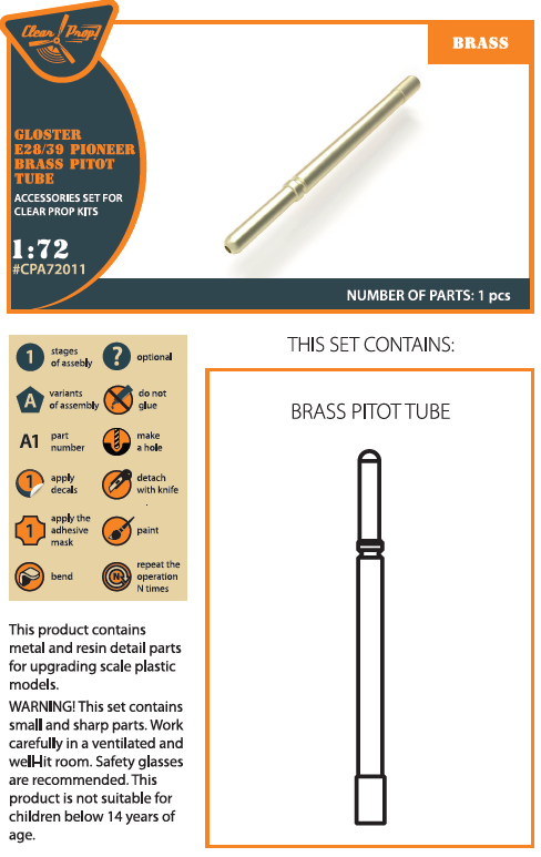 1:72 Gloster E28/39 brass pitot tube