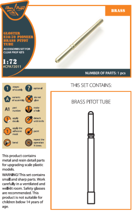 1:72 Gloster E28/39 brass pitot tube