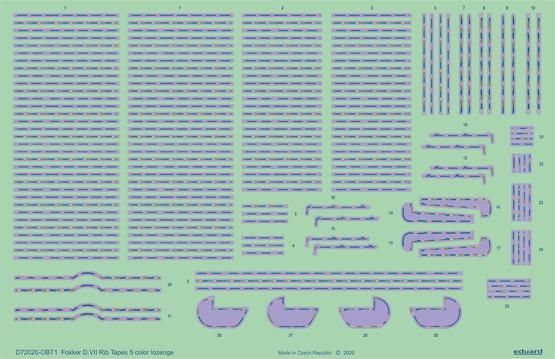 1:72 Fokker D.VII rib tapes 5 color lozenge