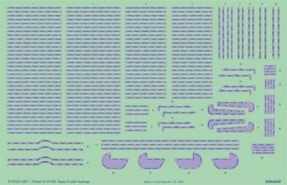 1:72 Fokker D.VII rib tapes 5 color lozenge