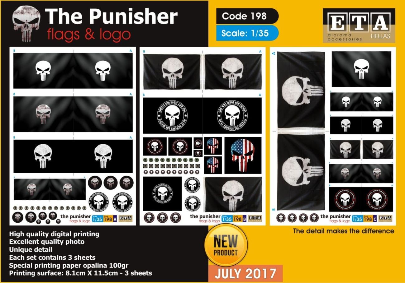 1:35 The Punisher - flags, logos