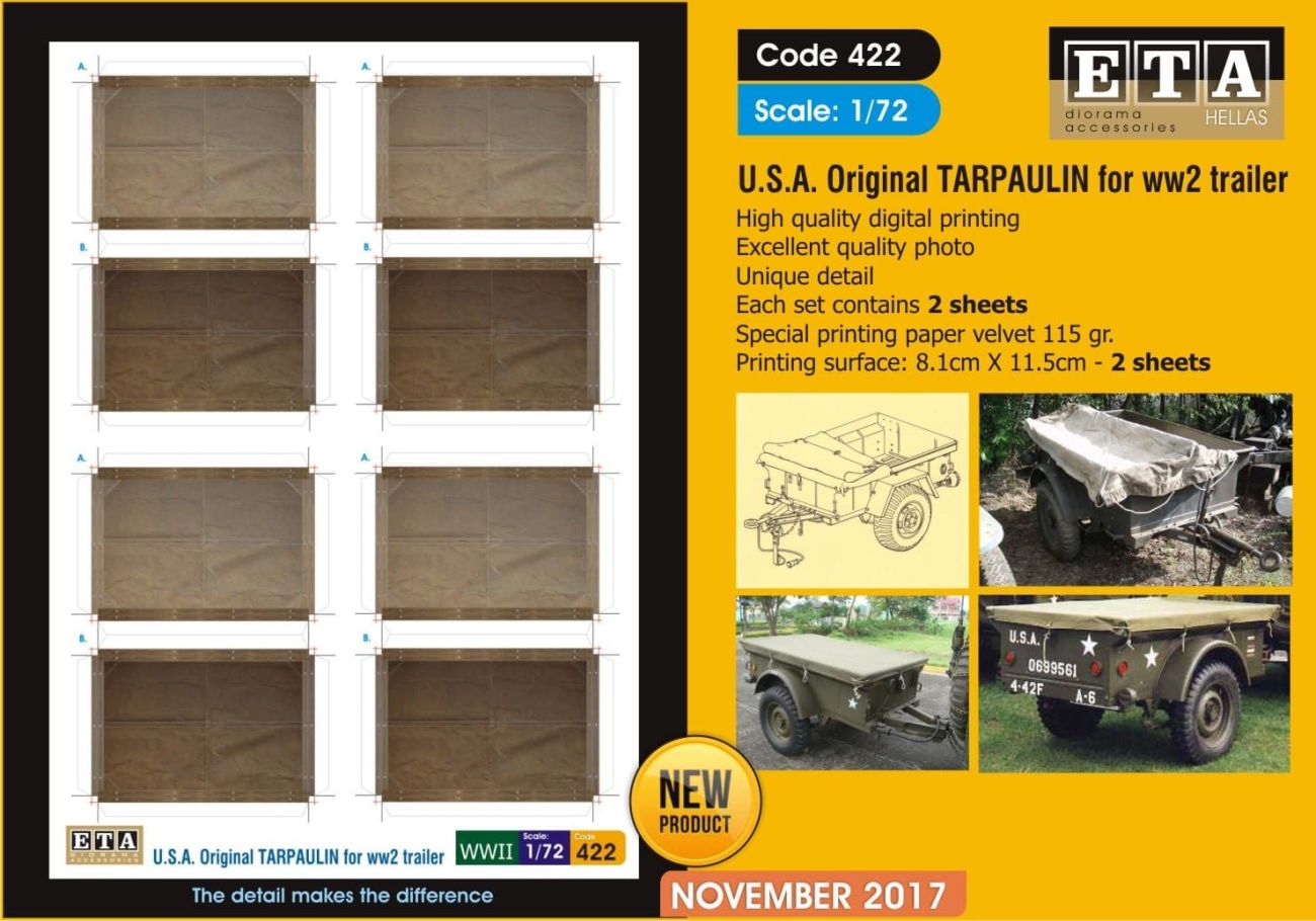 1:72 US Original Tarpaulin for WWII Trailer