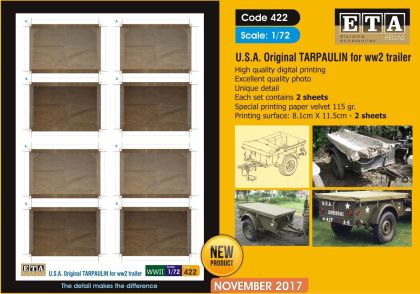 1:72 US Original Tarpaulin for WWII Trailer