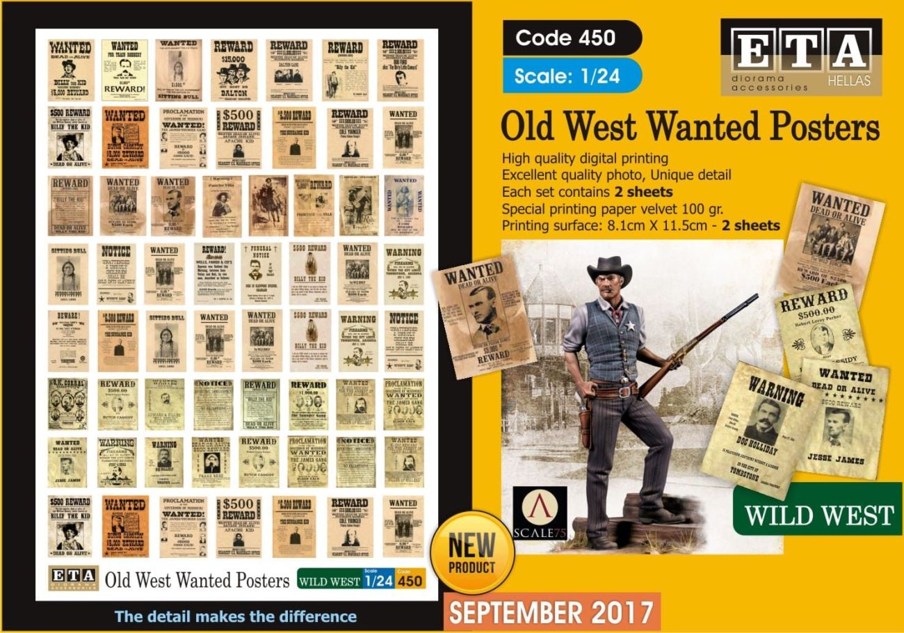 1:24 Old West Wanted Posters