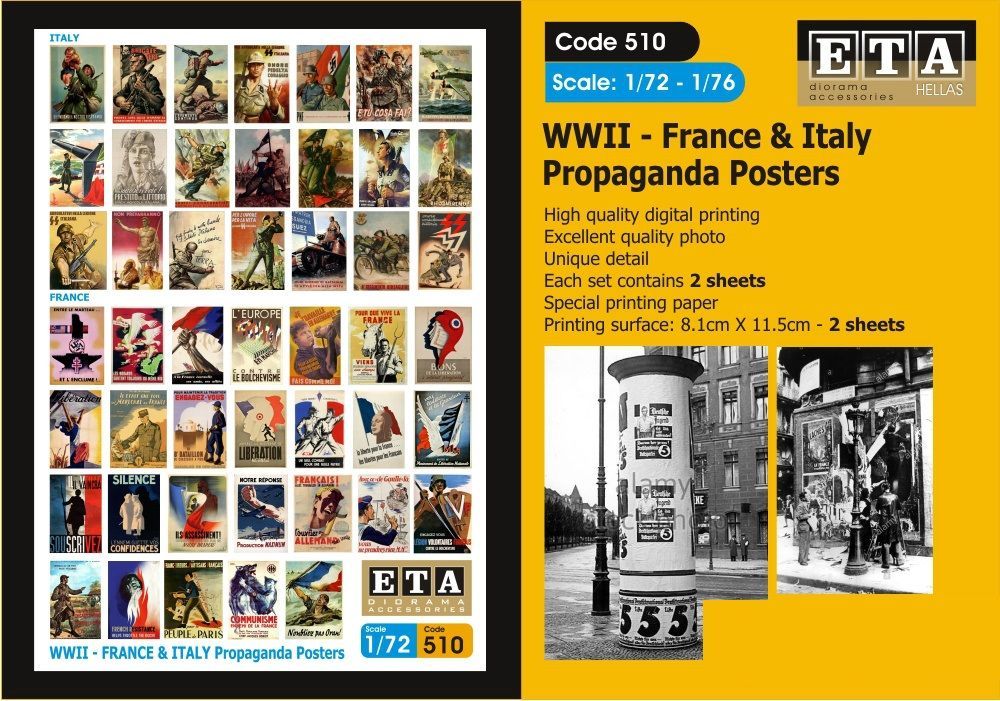 1:72/1:76 WWII - FRANCE & ITALY propangada posters