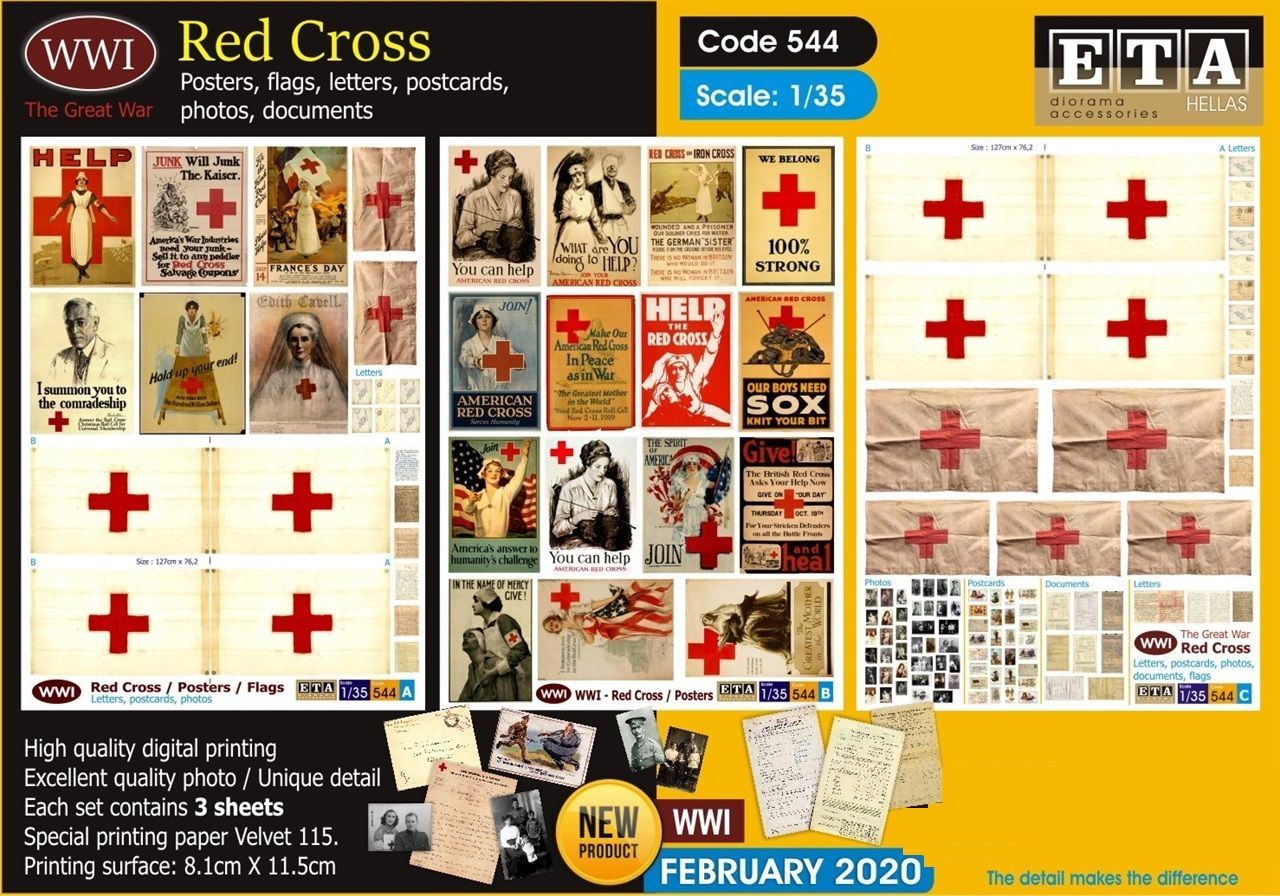 1:35 WWI Red Cross - Posters, Flags, Letters