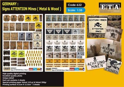 1:35 WWII Germany - Signs Attention Mines