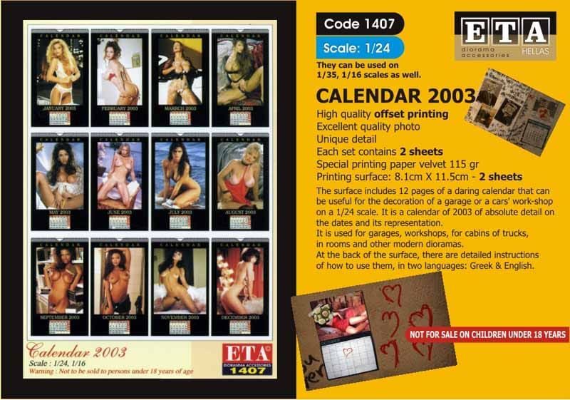 1:24 Calendar 2003