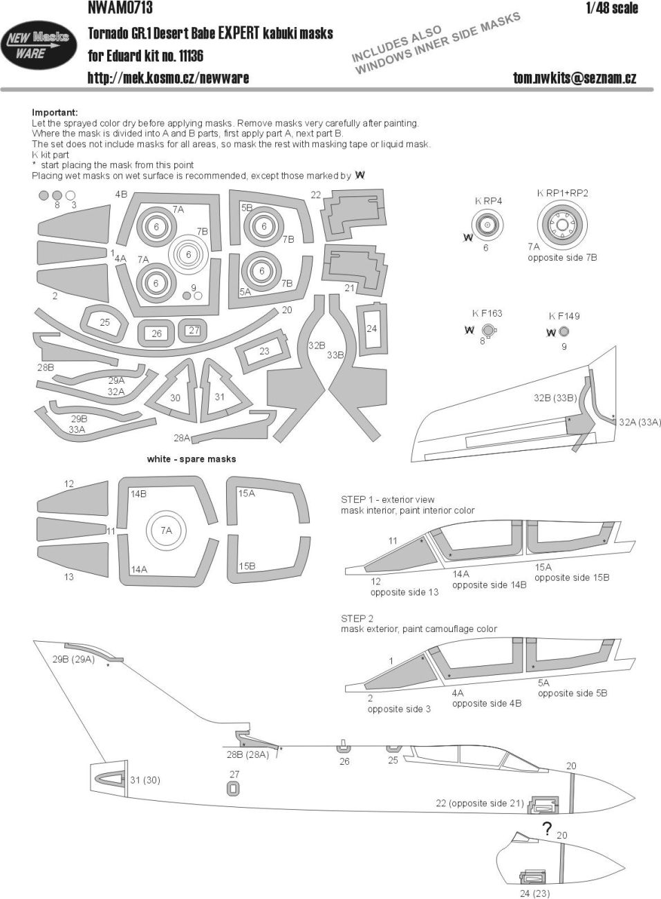 1:48 Panavia Tornado GR.1 Desert Babe EXPERT kabuki masks