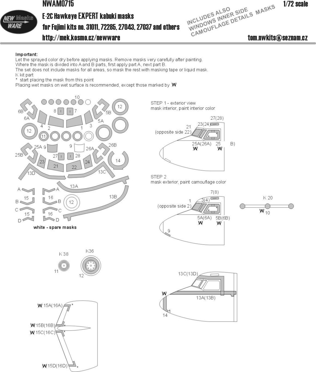 1:72 Grumman E-2C Hawkeye EXPERT kabuki masks