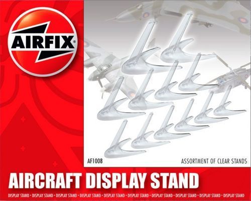Assorted clear plastic aircraft stands Stands. 6 x small. 4 x medium. 2 x larger