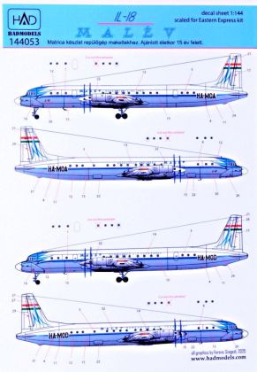1:144 Decal IL-18 Malév Retro 60's (EAEX)