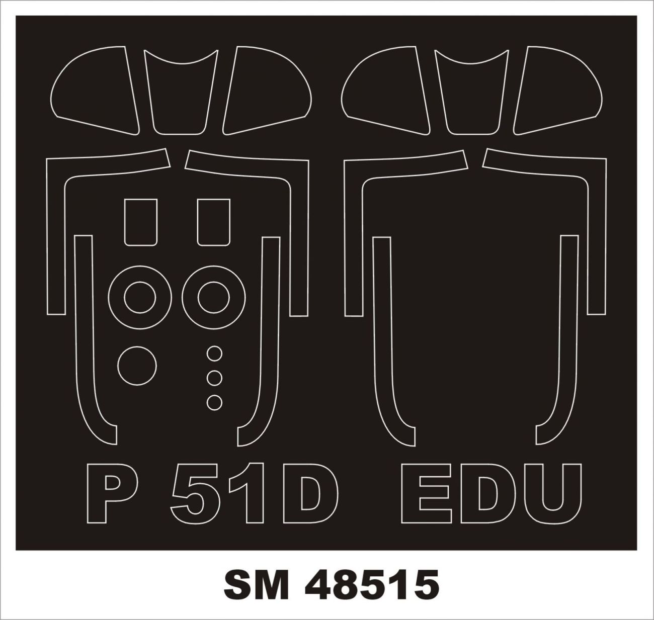 1:48 North-American P-51D-5 Mustang 2 canopy masks (outside & inside)