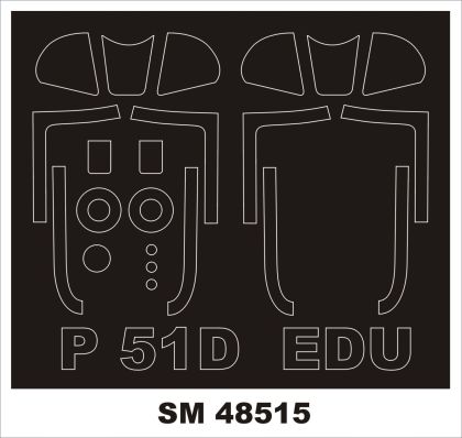 1:48 North-American P-51D-5 Mustang 2 canopy masks (outside & inside)