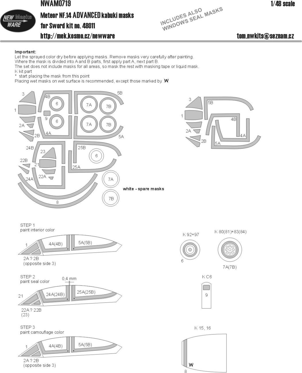 1:48 Gloster Meteor NF.14 ADVANCED kabuki masks