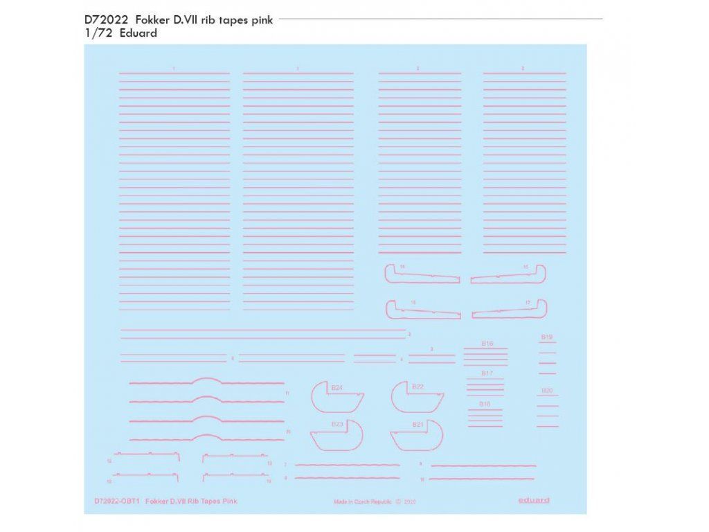 1:72 Fokker D.VII rib tapes pink