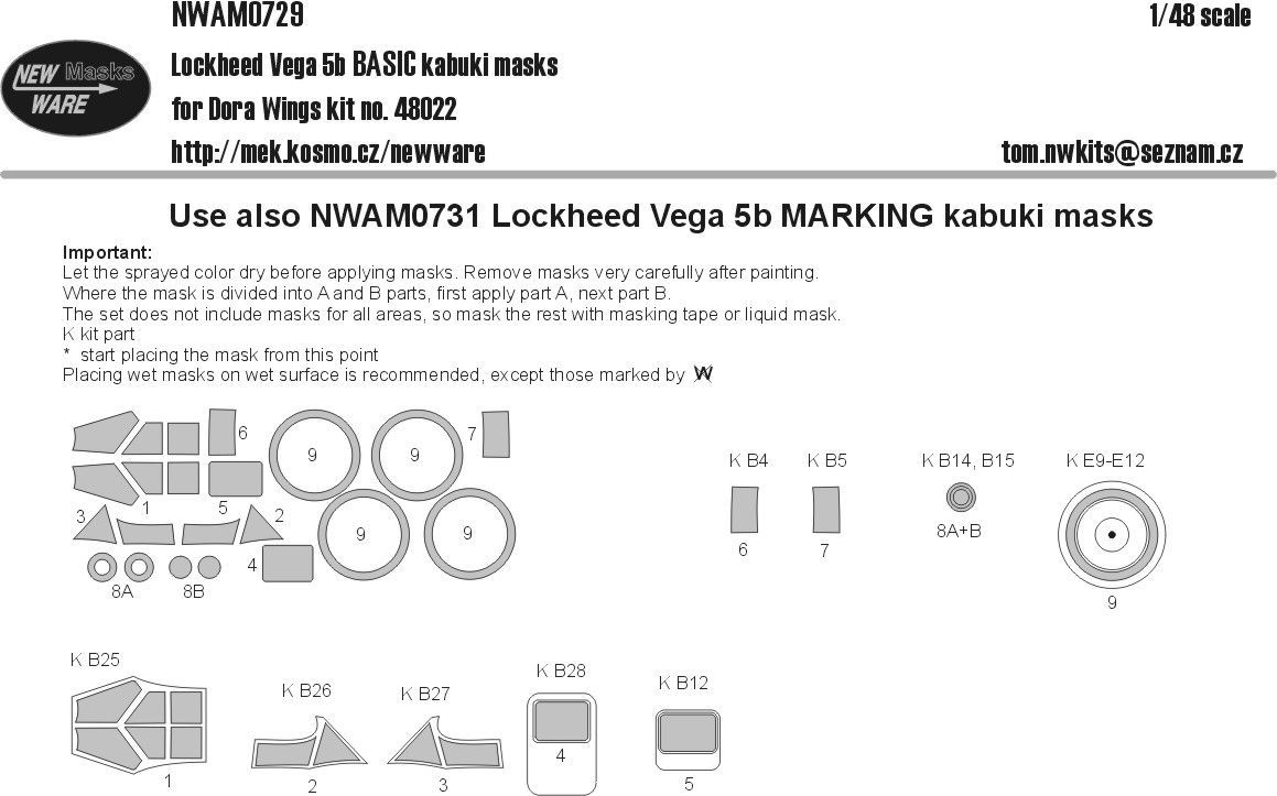 1:48 Lockheed Vegav 5b BASIC kabuki masks