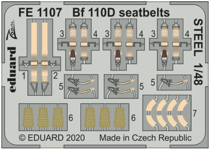 1:48 Messerschmitt Bf-110D seatbelts STEEL