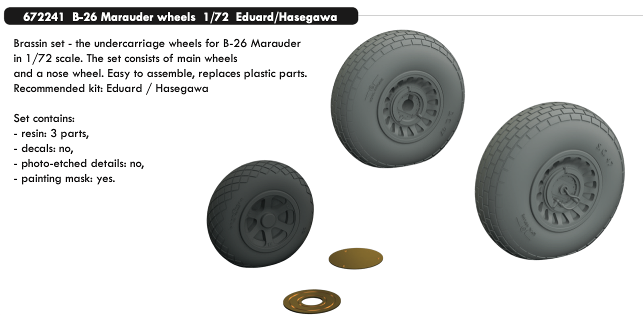 1:72 Martin B-26 Marauder wheels