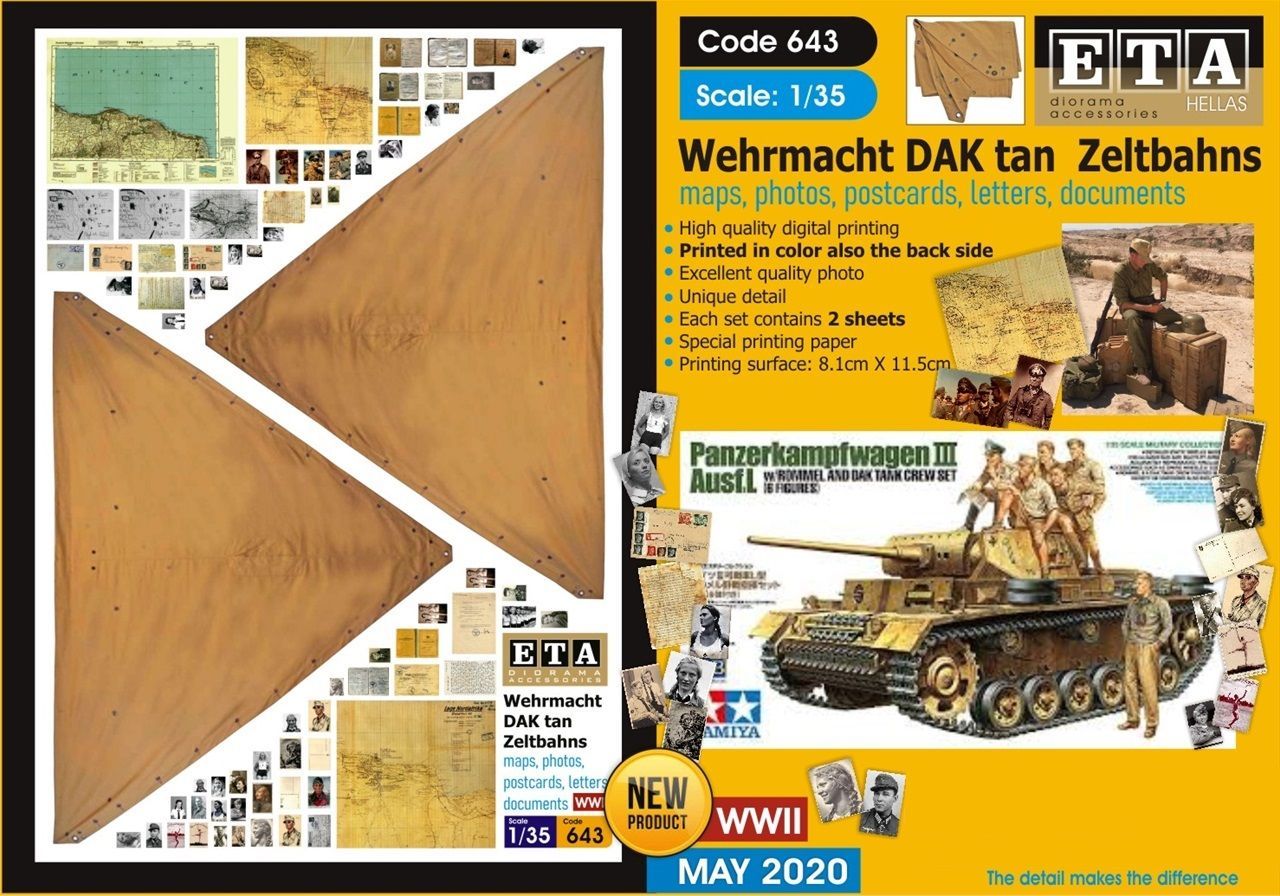 1:35 Wehrmacht DAK tan Zeltbahns