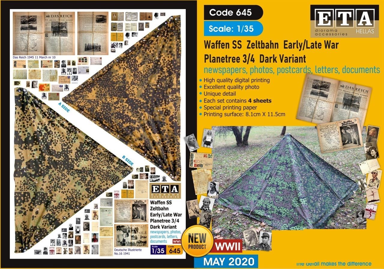 1:35 Waffen SS Zeltbahns Early/Late War Planetree 3/4 Dark Variant