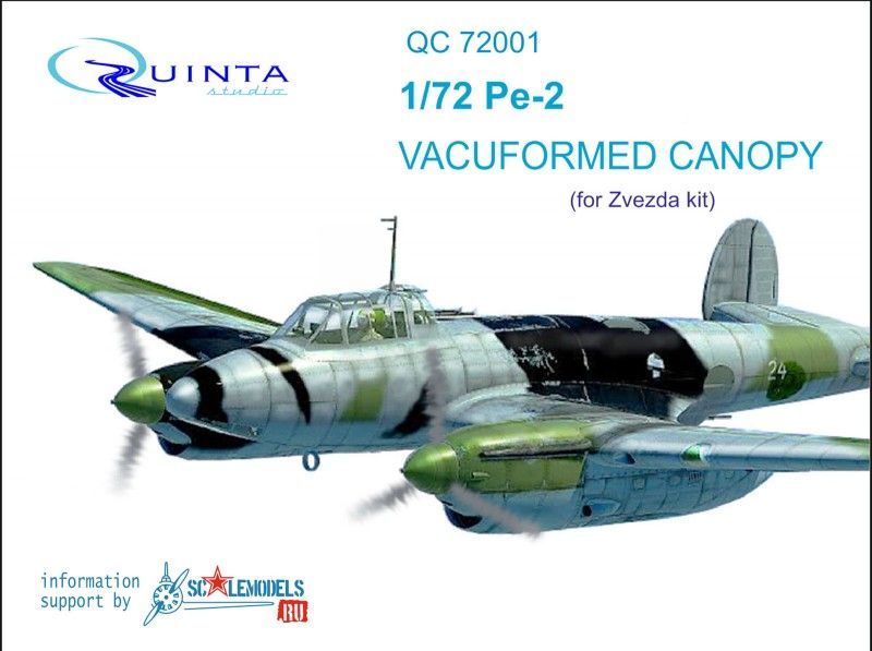 1:72 Petlyakov Pe-2 vacuformed clear canopy