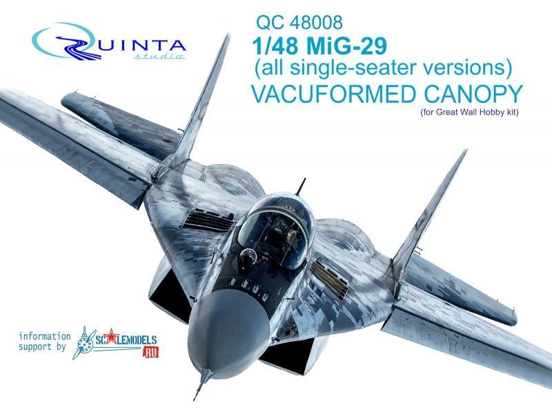 1:48 MiG-29 (All single seater version) vacuformed clear canopy
