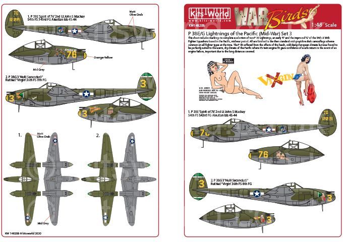 1:48 P 38E-G Lightning’s of the Pacific (Late War) Set 3