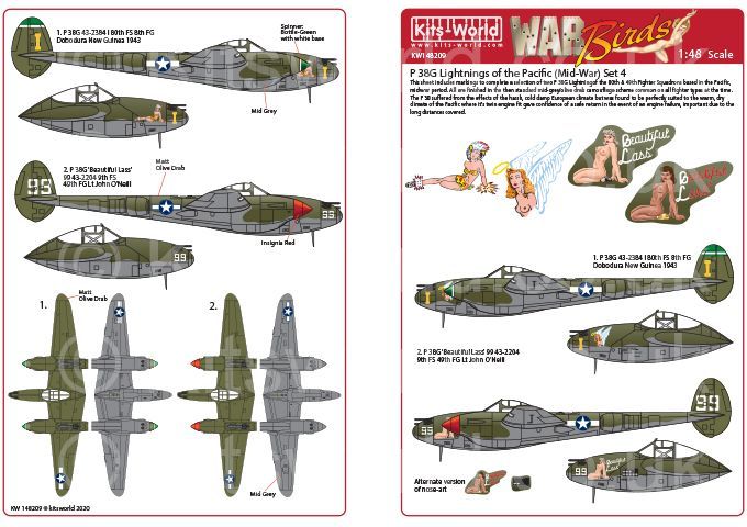 1:48 P 38G Lightning’s of the Pacific (Late War) Set 1