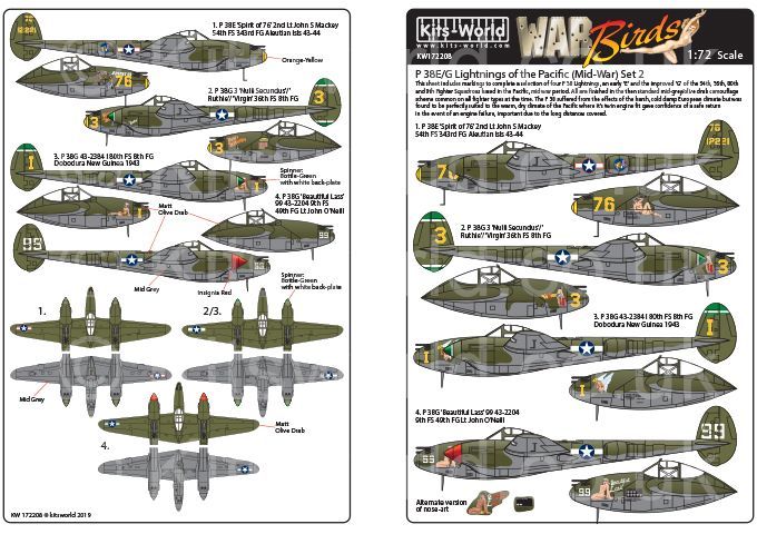 1:72 P-38 Lightning’s of the Pacific (Late War) Set Two