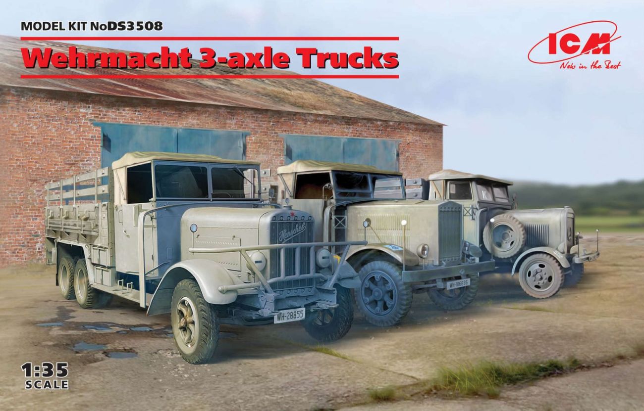 1:35 Wehrmacht 3-axle Trucks (Henschel 33D1, Krupp L3H163, LG3000)