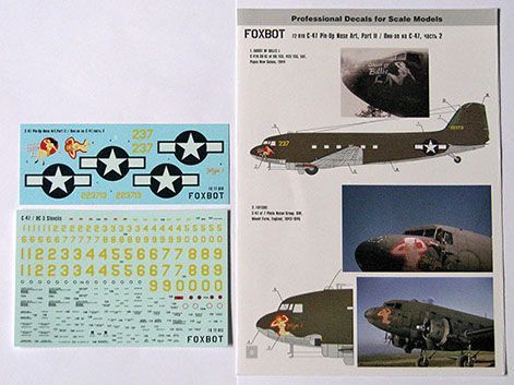 1:72 Decal Pin-Up Nose Art C-47 and technical inscriptions (part 2)