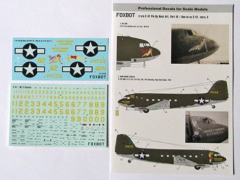 1:72 Decal Pin-Up Nose Art C-47 and technical inscriptions (part 3)