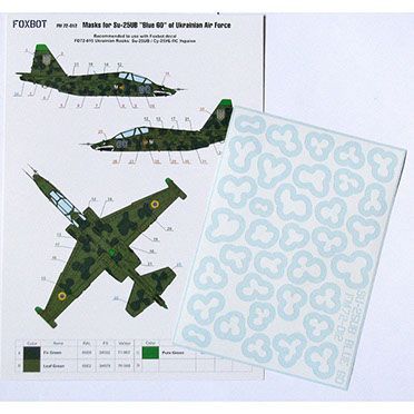 1:72 Masks for clover camouflage of Su-25UB Blue 60, Ukrainian Air Forces