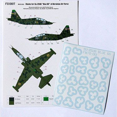 1:72 Masks for clover camouflage of Su-25UB Blue 65, Ukrainian Air Forces