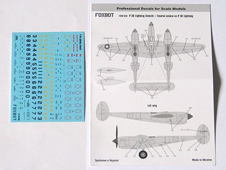 1:48 Decal Stencils for P-38 Lightning